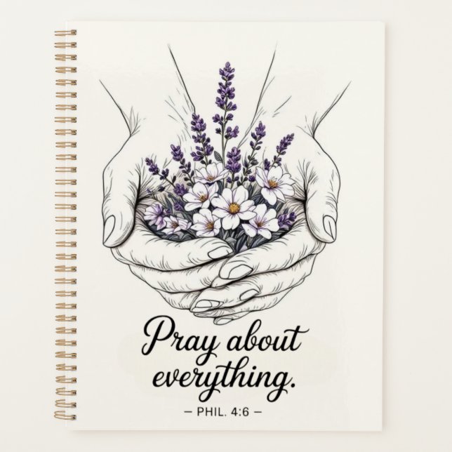 Prayer Hands with Lavender - Devotional theme Planner (Front)