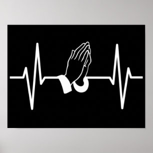 Prayer Heartbeat Pulse EKG: Christian Faith Gift Poster