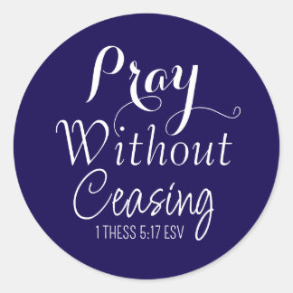 Prayer Holy Bible Verse Blue and White Classic Round Sticker