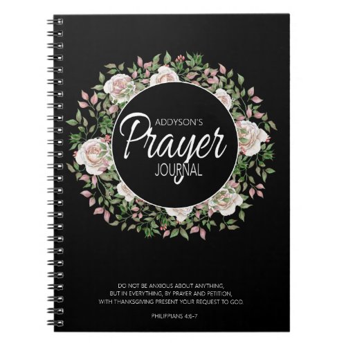 Prayer Journal Black White Pink Floral