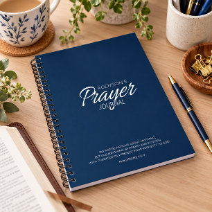 Prayer Journal Navy Blue White