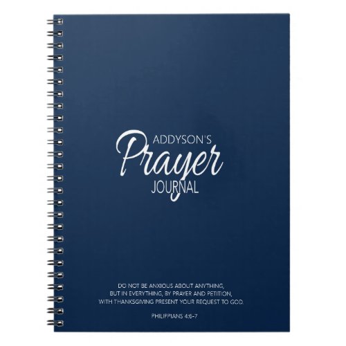 Prayer Journal Navy Blue White