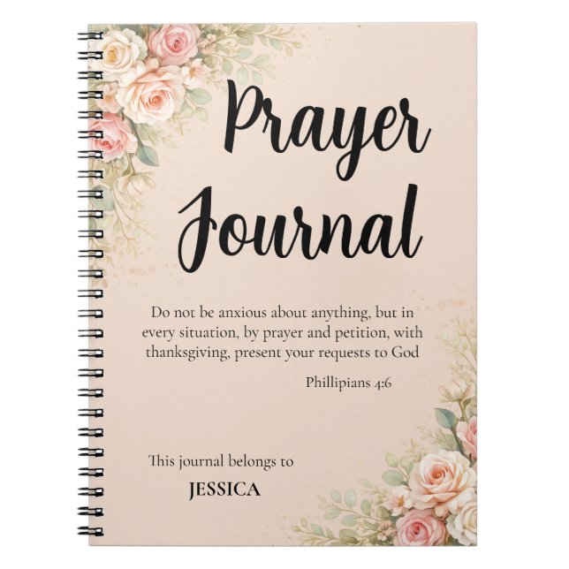 Prayer Journal – Philippians 4:6 Christian Floral  (Front)