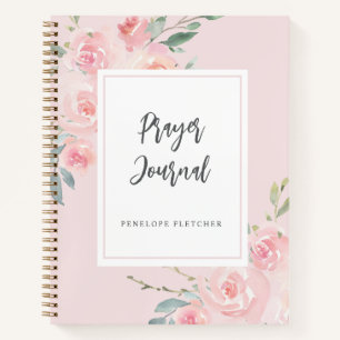 Prayer Journal Watercolor Floral Elegant Pink