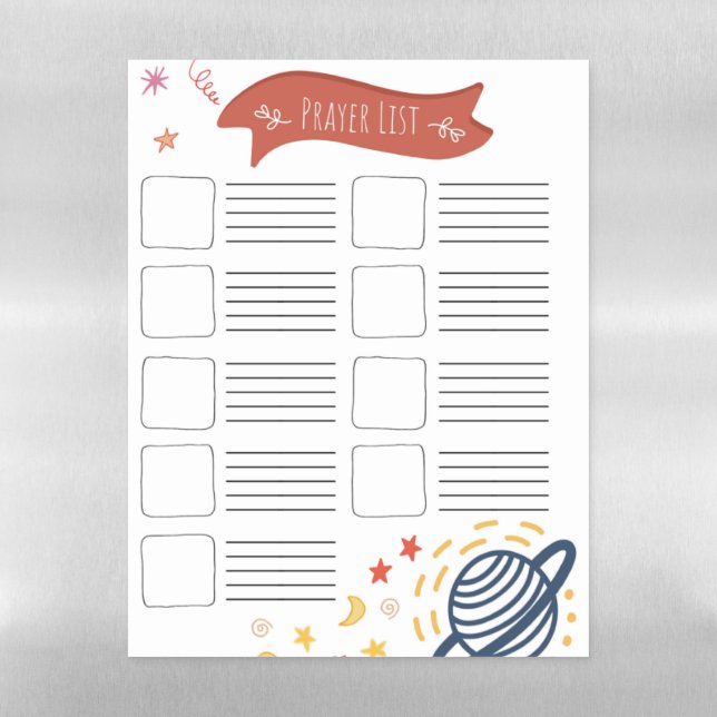Prayer List Magnetic Dry Erase Sheet (Vertical)