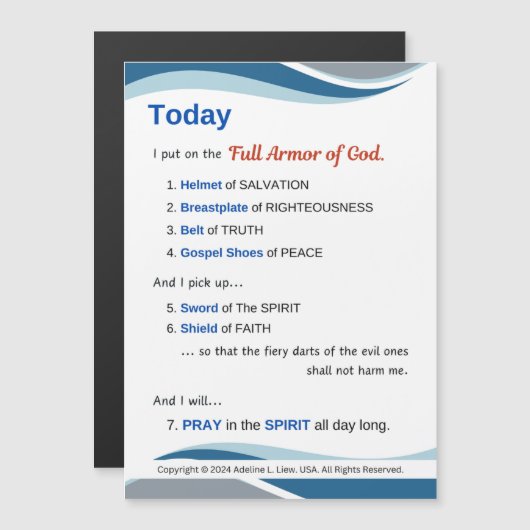 Prayer Magnet - Full Armor of God - 7"x5" (Front/Back)