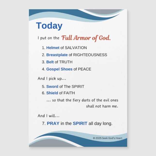 Prayer Magnet - Full Armor of God - 7"x5" (Front)