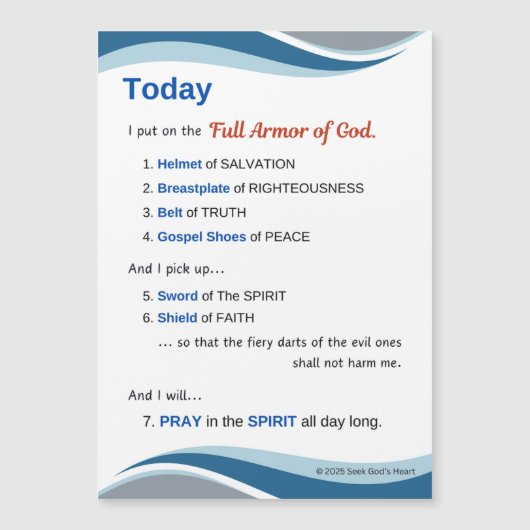 Prayer Magnet - Full Armor of God - 7"x5" (Front)