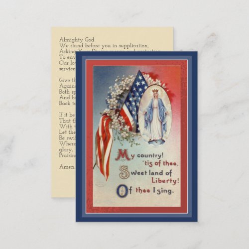 Prayer Military Blessed Virgin Mary Holy Card