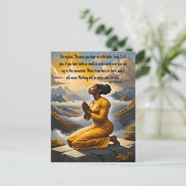 Prayer Moves Mountains Faith Postcard (Standing Front)