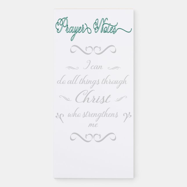 Prayer Notes I Can Do All Things Through Christ Magnetic Notepad (Front)