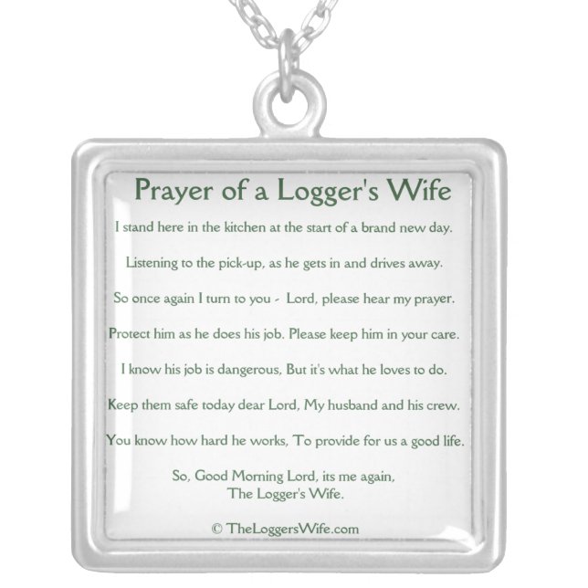 Prayer of a Logger's Wife Necklace (Front)