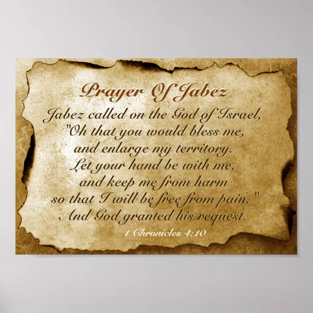 Prayer Of Jabez 1 Chronicles 4:10, Bible Verse Poster 