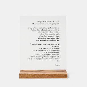 Prayer of Peace by St. Francis of Assisi Acrylic Sign