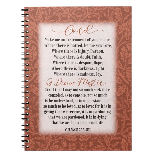 Prayer of Peace - St Francis of Assisi Notebook (Front)