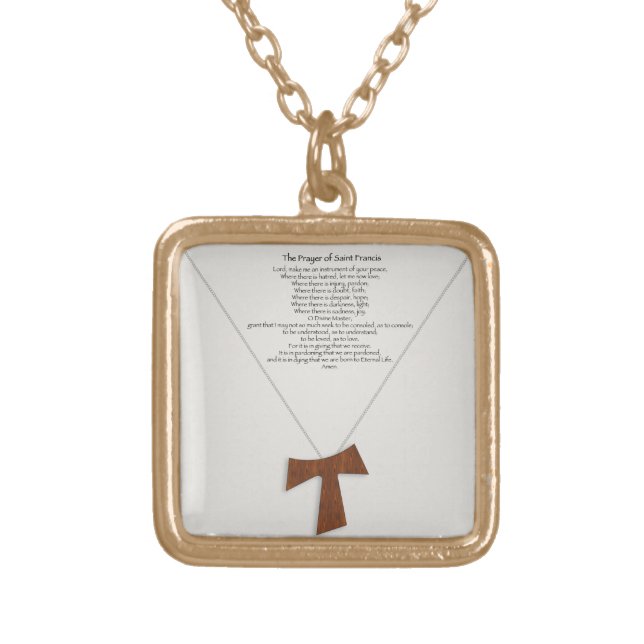 Prayer of Saint Francis Gold Plated Necklace (Front)