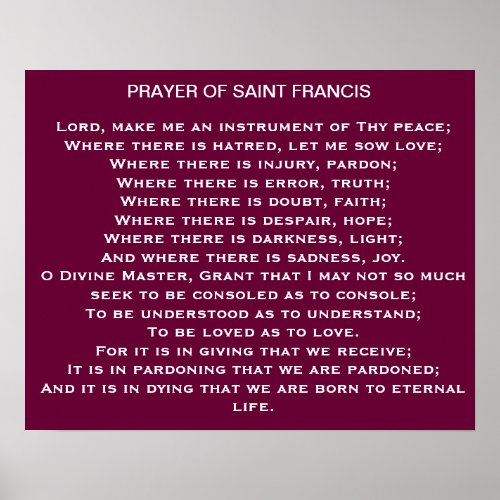 Prayer of Saint Francis Poster