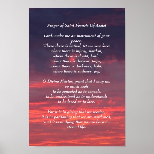 Prayer of Saint Francis Poster