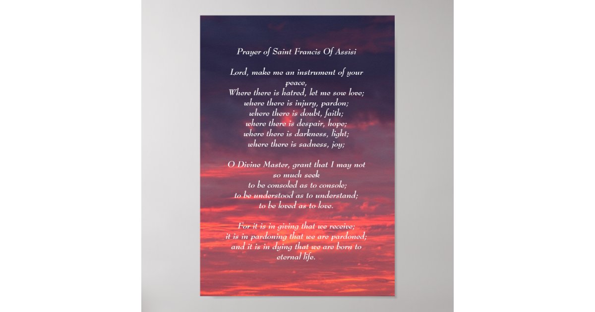 Prayer of Saint Francis Poster | Zazzle