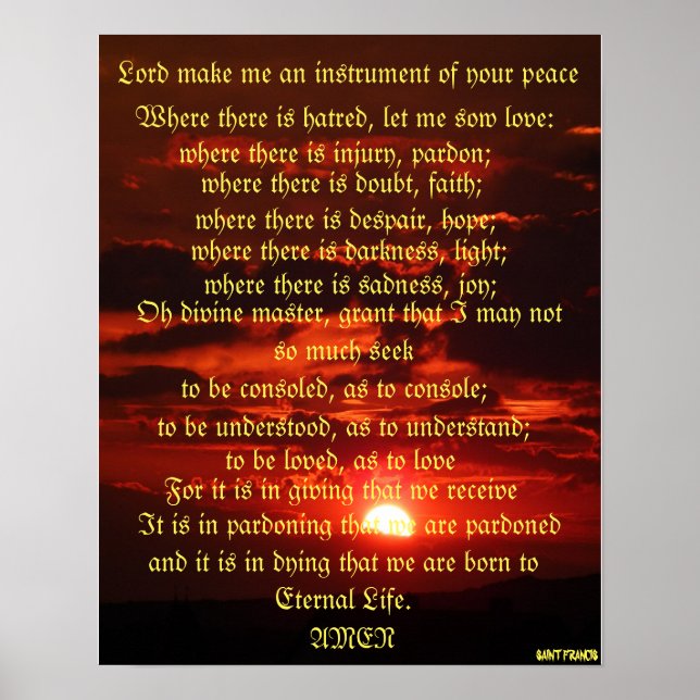 Prayer of Saint Francis Poster (Front)