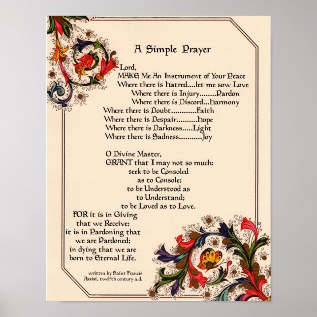 Prayer of Saint St. Francis of Assisi 15:17 Paris Poster (Front)