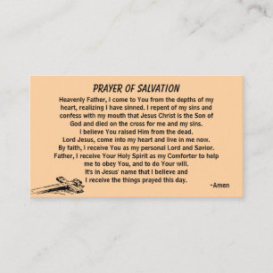 PRAYER OF SALVATION add church or ministry on back Business Card