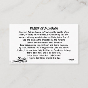 PRAYER OF SALVATION add church or ministry on back Business Card