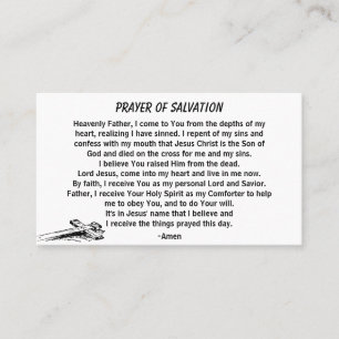 PRAYER OF SALVATION add church or ministry on back Business Card
