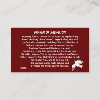 Prayer Of Salvation Front/back Business Card by Agrainofmustardseed at Zazzle