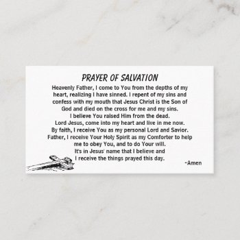 Prayer Of Salvation Front/back Business Card by Agrainofmustardseed at Zazzle