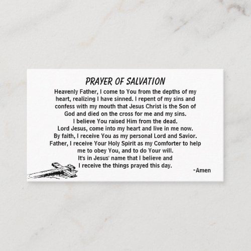 PRAYER OF SALVATION FrontBack Business Card