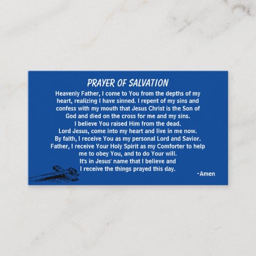 PRAYER OF SALVATION FrontBack Business Card