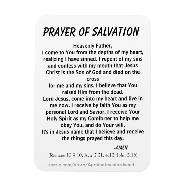 PRAYER OF SALVATION MAGNET (Vertical)