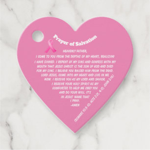 PRAYER OF SALVATION Pink Ribbon Favor Tags