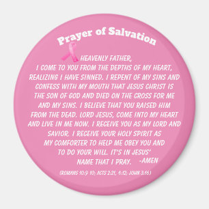 PRAYER OF SALVATION Pink Ribbon Magnet