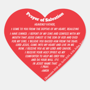 PRAYER OF SALVATION Red Heart Heart Sticker