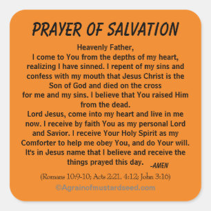 PRAYER OF SALVATION SQUARE STICKER