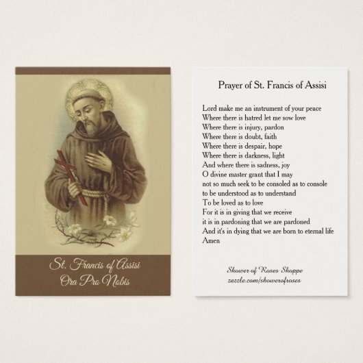 Prayer of St. Francis of Assisi Holy Card (Front & Back)