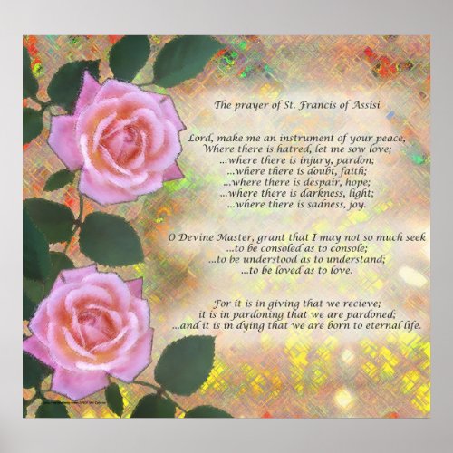 Prayer of St Francis of Assisi Poster