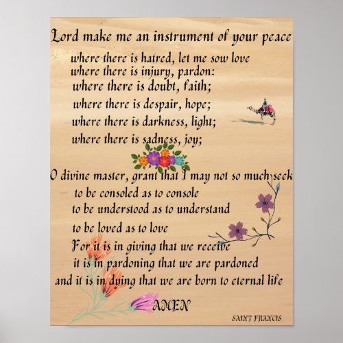 Prayer of St Francis Poster