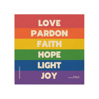 Prayer of St Francis Pride Flag Wood Wall Art