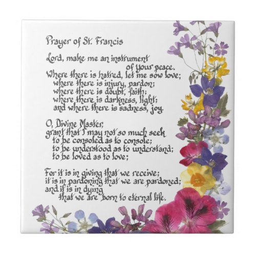 Prayer of St Francis Tile