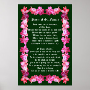 Prayer of St Francis with Christmas Cactus Border Poster