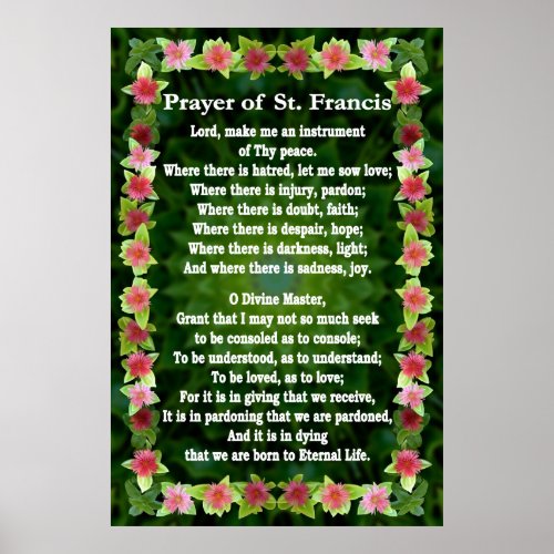 Prayer of St Francis with Iceplant Frame Poster