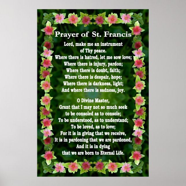Prayer of St Francis with Iceplant Frame Poster (Front)