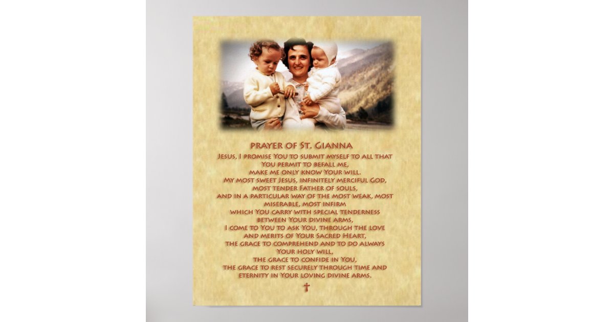 Prayer of St. Gianna Molla Poster Zazzle