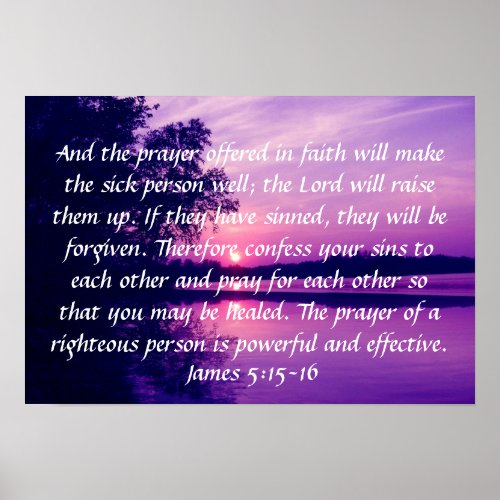 prayer offered in faith bible verse sunset poster