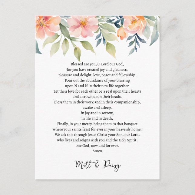 Prayer on your wedding day postcard (Front)