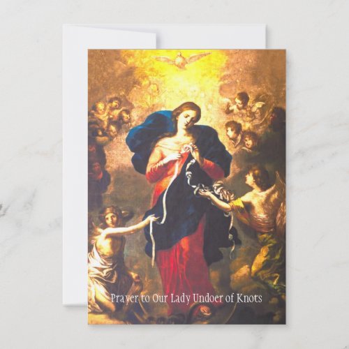 Prayer Our Lady Undoer Knots Blessed Virgin Mary Card
