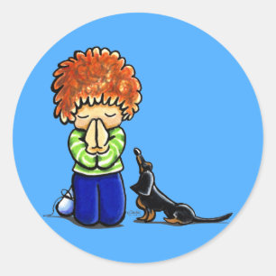 Prayer Partners Boy B/T Dachshund Classic Round Sticker